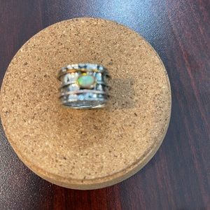 Silver Ring Stone Costume Jewelry. Size 7 Gentle Used